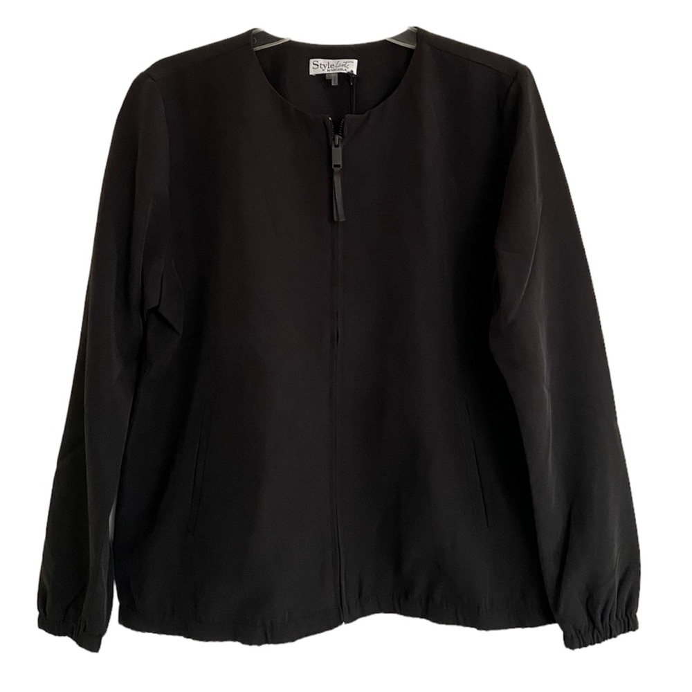 StyleList by Micaela Soft Zip Jacket in BLACK QVC Size Small New